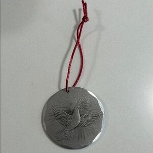Silver Bird Ornament with Red String